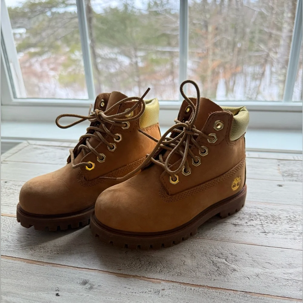 Timberland Kids Tan and Gold Leather Boots